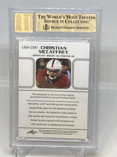 2017 Ultimate Draft Christian McCaffrey Rookie RC Auto BGS 9.5/10 GEM MT POP3 - Picture 4 of 8