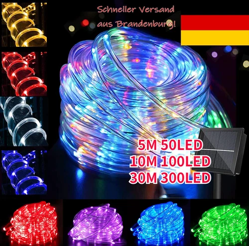 5-30m Solar Lichtschlauch Außen LED Streifen Lichterschlauch Lichterkette IP65