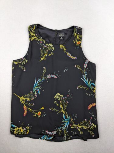 WORTHINGTON Damen Top Gr. M schwarz Blumenmuster ärmellos Tank Bluse