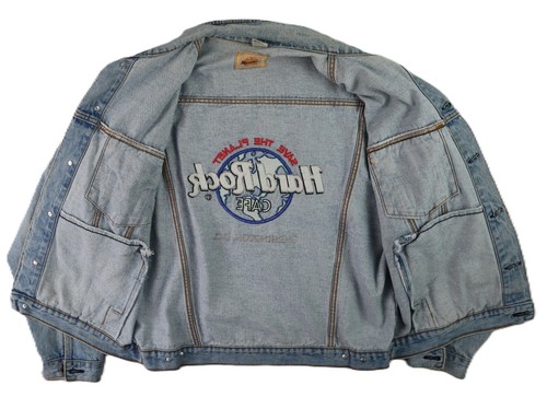 HARD ROCK CAFE Men’s XL Blue 100% Cotton Denim Trucker Jacket Washington DC - Picture 11 of 13