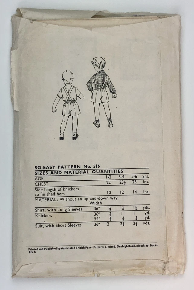 1960's Pattern Childs Shorts, Shirt and Bib and Brace Blackmore 516  Size 3-4 - Image 2 of 4