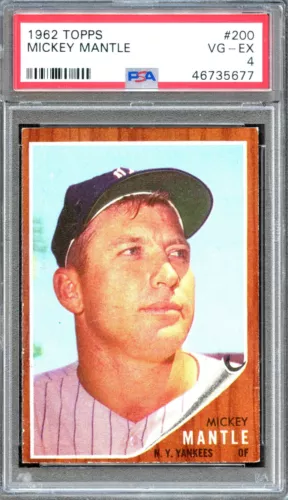 BB - 1962 Topps - #200 - Mickey Mantle - PSA 4 - VG-EX
