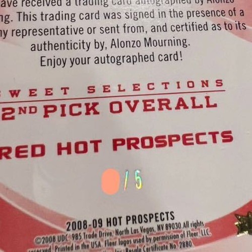 2008 Fleer 2nd Pick Alonzo Mourning Miami Heat Auto /5 #SS-AM From Japan - Picture 24 of 24
