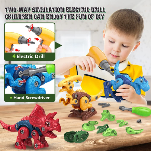 Dinosaur Toys for 3, 4, 5, 6, 7 Year Old Boys, Take Apart Toys with Electric Dri - Picture 3 of 7