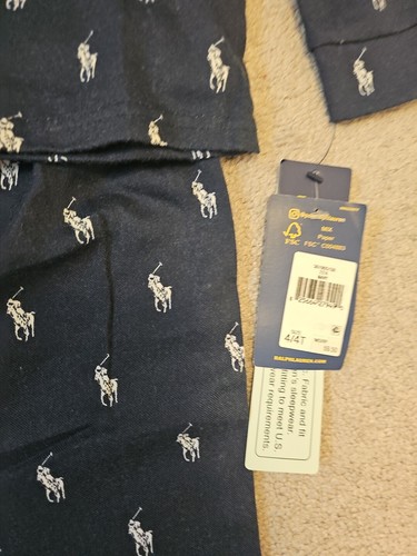Polo Ralph Lauren boy's All Over Pony 2 pc. pajama set Size 4T Navy Blue NWT - Picture 2 of 4