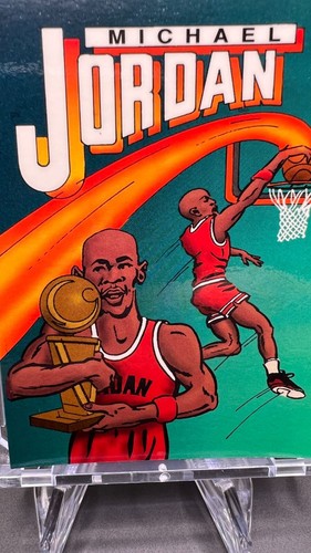 1989 Michael Jordan Cartoon Card Fire Dunk NBA JAM ERROR SCOTTIE PIPPEN ON BACK - Picture 2 of 5