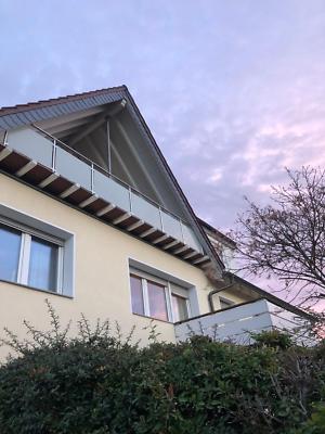 Balkongeländer mit VSG-Anthrazit Glas Geländer Treppe Terrasse Edelstahl Bausatz