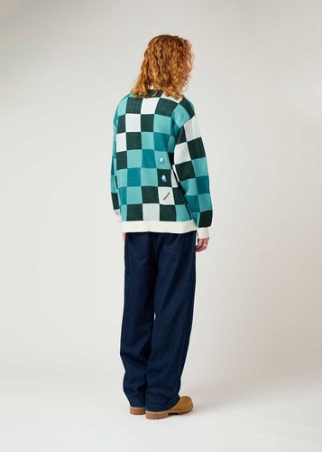 Graniph Minecraft Diamond Sword Washable Jacquard Knit Sweats Green Japan New - Picture 8 of 10