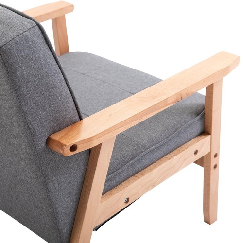 Poltrona Stile Nordico Retrò Legno Rivestimento Lino Grigio DecHome 833664 - Foto 6 di 10