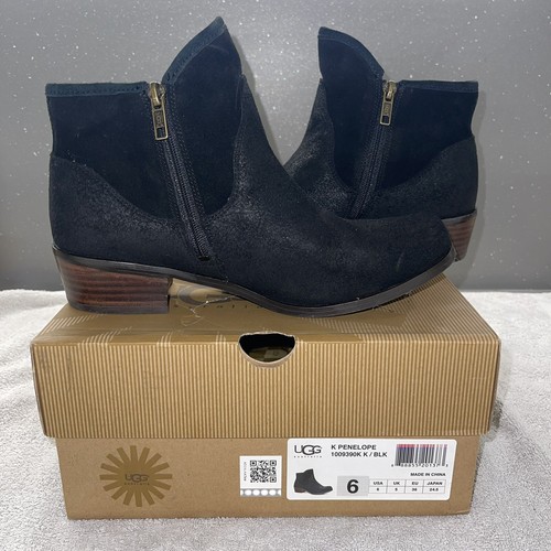 UGG Australia Western Ankle Boots Uk 5 Black Suede Zip Soft Winter Evening Work - Picture 12 of 20