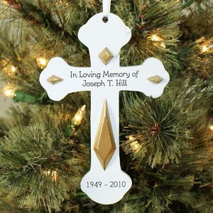 personalized memorial christmas ornament in loving memory cross tree