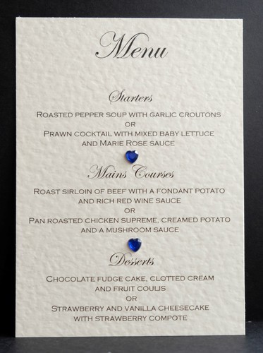 10 X Handmade Personalised Wedding Menu Cards - Many Colours - Free P&P - Picture 5 of 12