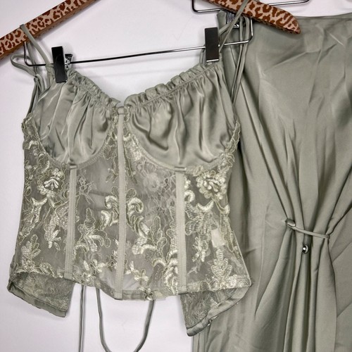 V. Chapman The Calla Lily Dress Maxi Gown 2pc Set Corset Skirt in Sage Prom Sz 0 - Picture 15 of 17