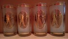 Set of 4 Rare MCM Libbey Native American Archer Frosted Gold Leaf Glasses — photo 1