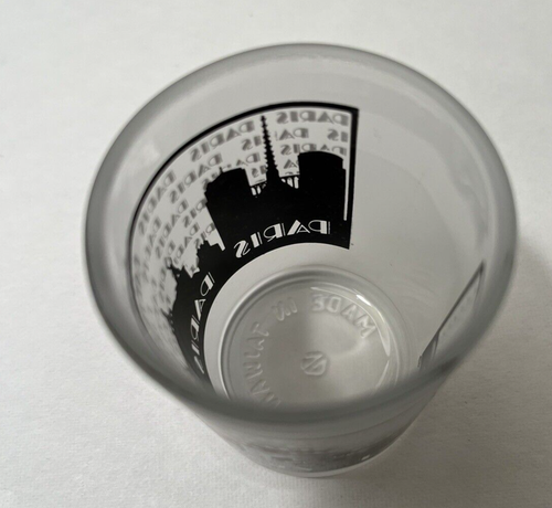 Paris France Frosted Shot Glass Black Landmarks Collage - Picture 7 of 8