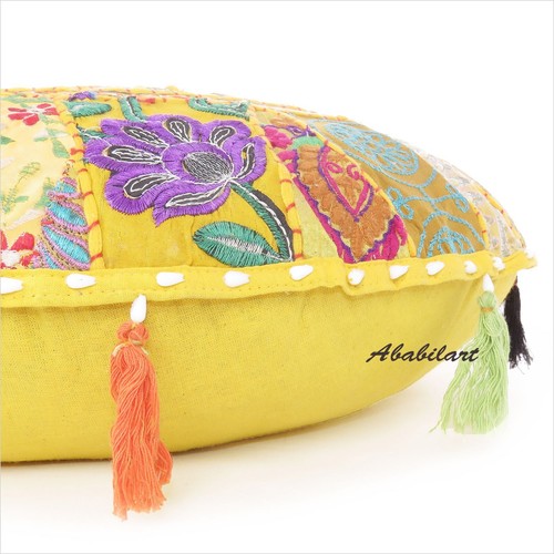 Yellow Cotton Floor Cushion Cover Bohemian Floor Cushion Cover Decorative Cushio - Bild 6 von 7