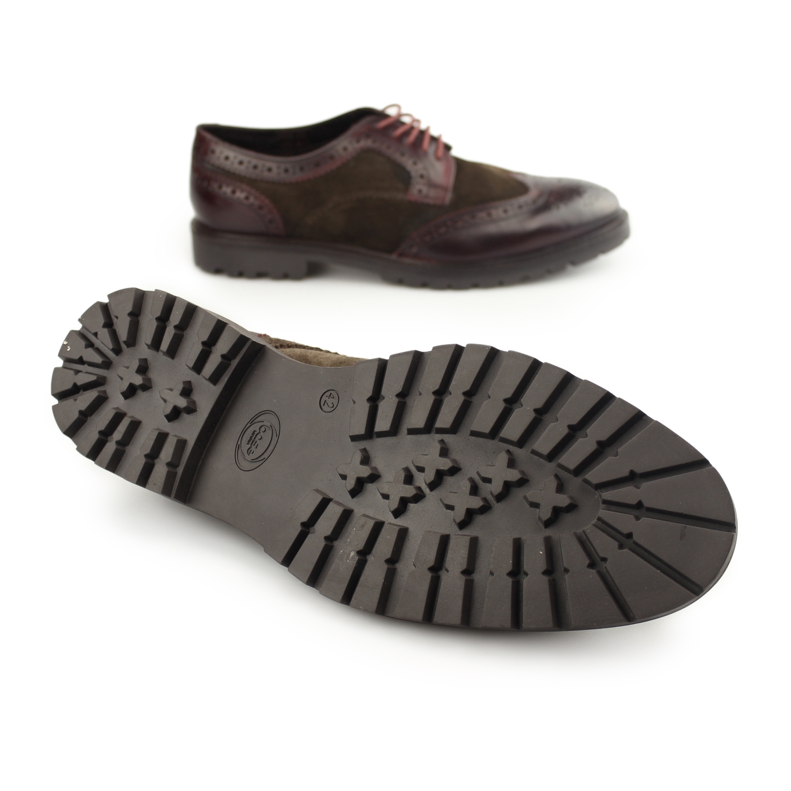 Base London Da Uomo in Pelle scamosciata/CONFLICT Pelle Fashion CALATA Scarpe Bordeaux/Marrone