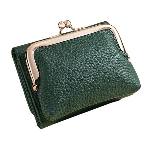 Short Wallet Holder for Women Kiss Lock Coin Pocket PU Leather Purse - Bild 12 von 14