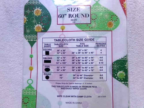 Better Home Christmas 60" Round Tablecloth Peva Flannel Back Tablecloth - Picture 7 of 9