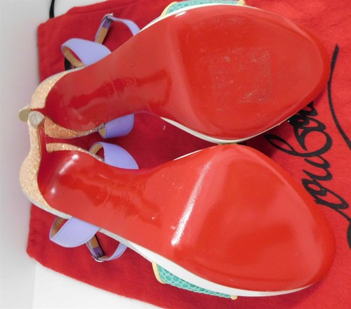 Neu Christian Louboutin Discoport Riemchen mehrfarbig Glitzer Heels 36,5 - Bild 7 von 7