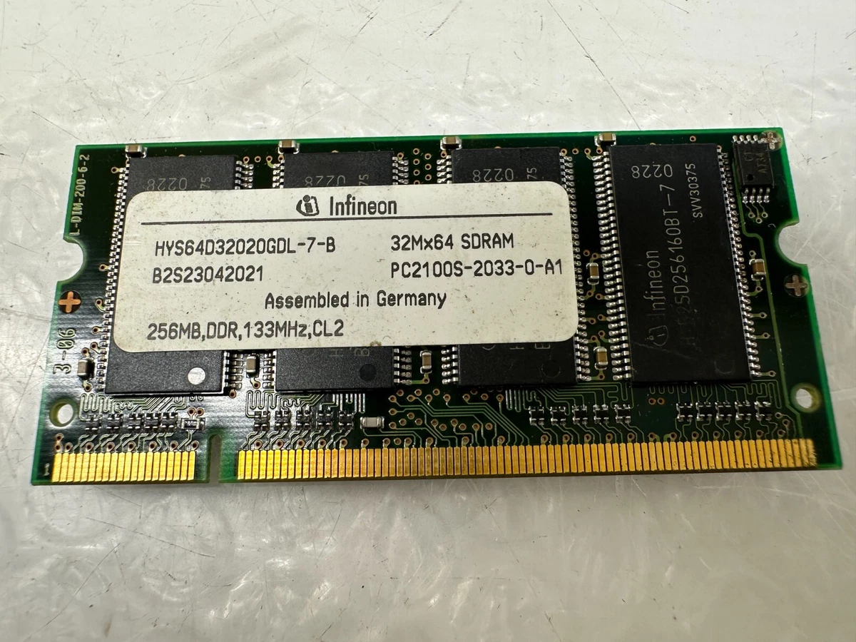Infineon PC-2100 (DDR-266) Bus Speed Computer RAM 256 MB Capacity