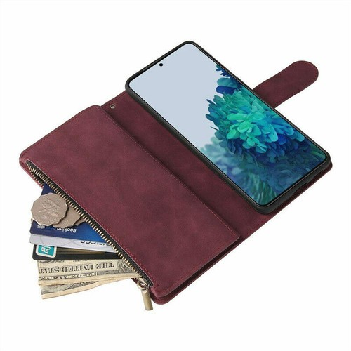 Retro Leather Zipper Card Wallet Case Cover For Samsung S24 Ultra 23 Plus S21 22 - Picture 42 of 43