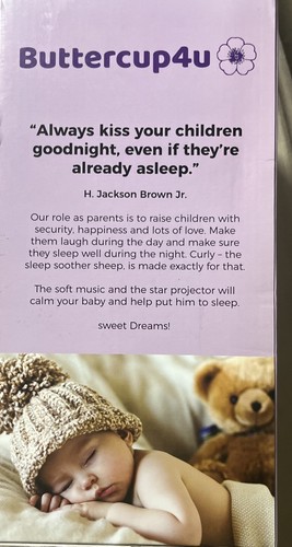 Buttercup4u- Curly- The Sleep Soother Sheep. Star Projector, Soothing Songs - Picture 2 of 4