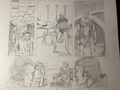 COMIC BOOK ART Super Heroes Original Storyboard Page Layout UNKNOWN SERIES X1 - Imagen 3 de 4