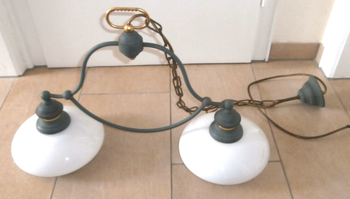 *Neukro Menden* Deckenlamp Glaslamp Metall Ketten Glocken Weiss sehr Alt - Bild 2 von 13