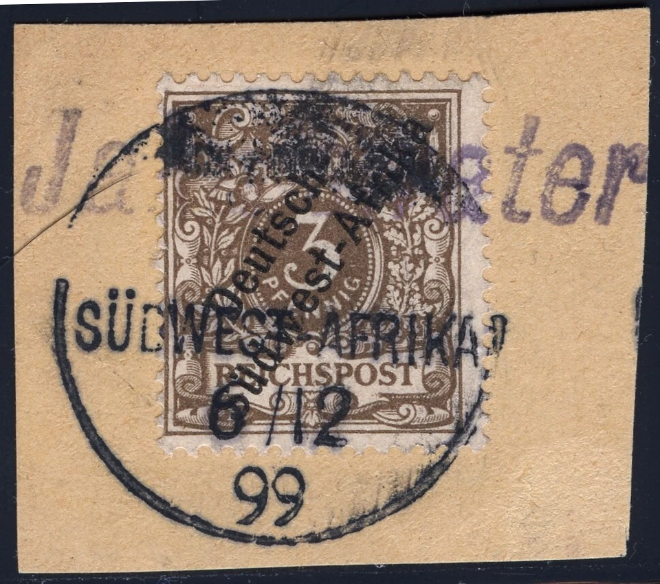 DSWA 1899 Michel 1 a ° Jakalswater Violett 6/12/99 Luxus Briefstück / 161 - Bild 1 von 1