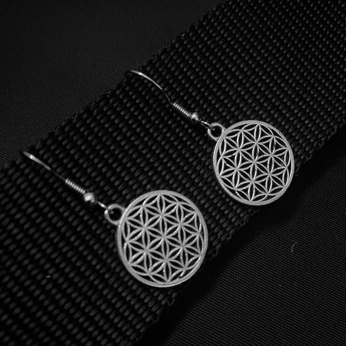 Women's Trendy Vintage Look Silver Flower Of Life Earring Set Jewellery Gift UK - Picture 13 of 16