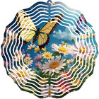 Colorful Wind Spinner Butterfly Flower 3D Metal Yard Art Decor Garden Orament
