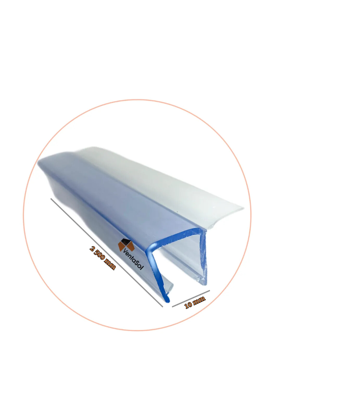 Junta para cerramiento en forma de (F), cristal de 10 mm, longitud:...