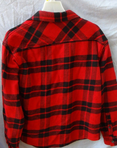 Goodfellow Mens Heavy Weight Flannel Shirt Red Black Plaid Button Pockets S - Picture 2 of 20