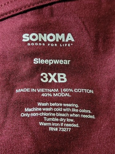 Big & Tall Sonoma Goods For Life® Sleep Tee in Aged Wine Size 3XB - Picture 5 of 8