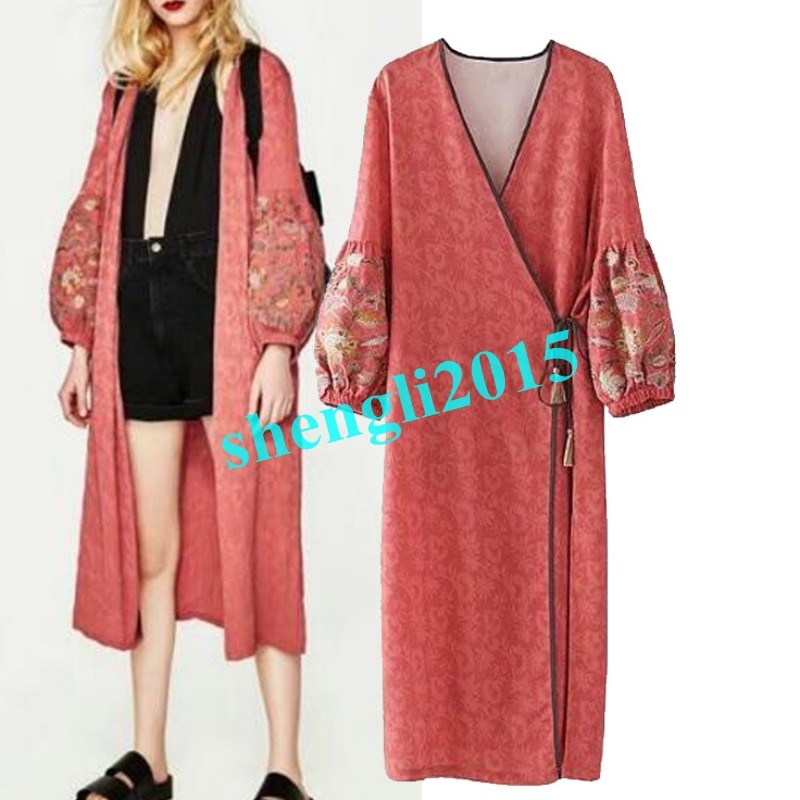 Ethnic Kimono Womens Cardigan Boho Coat Embroidered Lantern Sleeve Wrap Outwear Ethnic Kimono Womens Cardigan Boho Coat Embroidered Lantern Sleeve Wrap Outwear