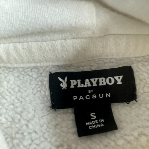 Playboy X Pacsun Hoodie Womens Small White Green Rhinestones Bunny Sweatshirt - Bild 4 von 8