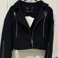 Zara Manteco Wool Biker Jacket With Zips. Black. Size S. Bnwt. Rrp £119.99