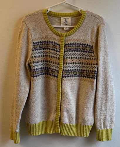 Lands' End Fair Isle Cardigan Sweater Girls Size Large 6X Multi-Color Snap Close - Picture 2 of 9