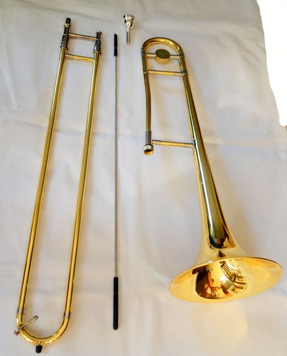 Funion B flache Altposaune Kit BB Key Goldlack Schiebeposaune mit Etui Neu - Bild 7 von 9