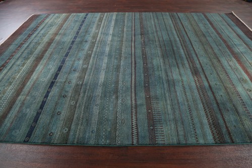 Geometrischer Gabbeh Orientteppich Handgeknüpft Wolle Esszimmer Teppich 9x13 ft - Bild 9 von 12