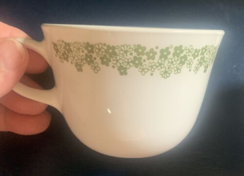 Vintage 2 Pyrex Corning Spring Blossom Crazy Daisy Corelle Coffee Cup Mugs Green - Picture 2 of 7