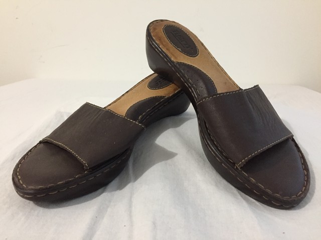 born leather comfort flat slides