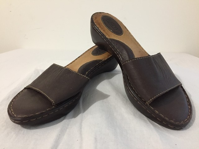 BORN Slip-On Sandals Slides Wedges Brown Leather Women's Size 10/42 | eBay