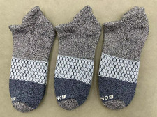BOMBAS Men's 3 pairs Tri-Block honeycomb Ankle Socks size L Dark grey