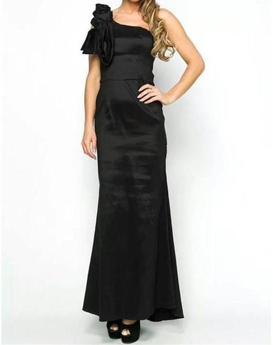 Womens Girls 1 Shoulder Pleat Party Prom Bridesmaid Cocktail Dress Black Size 10 - Picture 3 of 4