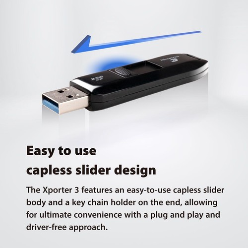 Patriot X3 128GB USB 3.2 Capless Slider Flash Pen Drive Thumb Drive Memory Stick - Afbeelding 10 van 13