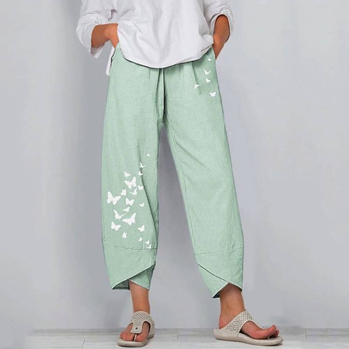 Women Cotton Linen Harem Trouser Summer Baggy Loose Casual Wide Leg Lounge Pants - Picture 5 of 20