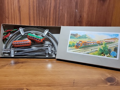 JH Hofler Wind Up Atomic Train Tin Toy VERY RARE W. Germany BOX Incredible Piece
