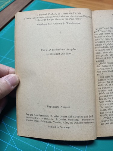 Honore de Balzac: Oberst Chabert ROWOHLT RORORO RO6A ERSTAUFLAGE + KURZFORMAT - Bild 3 von 4